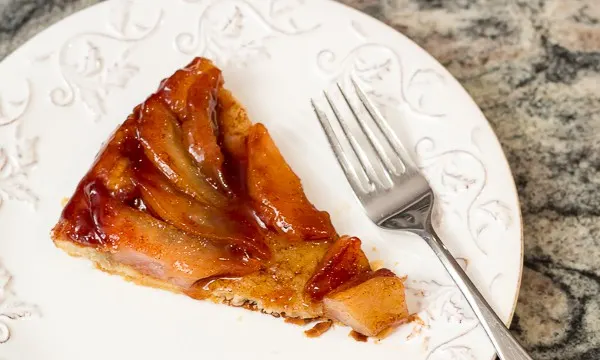 Upside-Down Caramelized Pear Tart Made in a Cast Iron Skillet