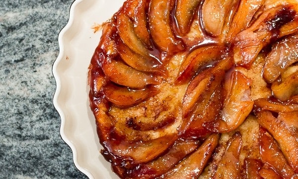 Upside-DownCaramelized Pear Tart Made in a Cast Iron Skillet