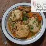 This easy crock pot recipe for Old Fashioned Slow Cooker Chicken and Dumplings produces dumplings that are light as a feather, in a rich and savory broth. And you get to brag that you made it from scratch!