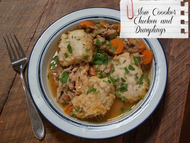 This easy crock pot recipe for Old Fashioned Slow Cooker Chicken and Dumplings produces dumplings that are light as a feather, in a rich and savory broth. And you get to brag that you made it from scratch! 