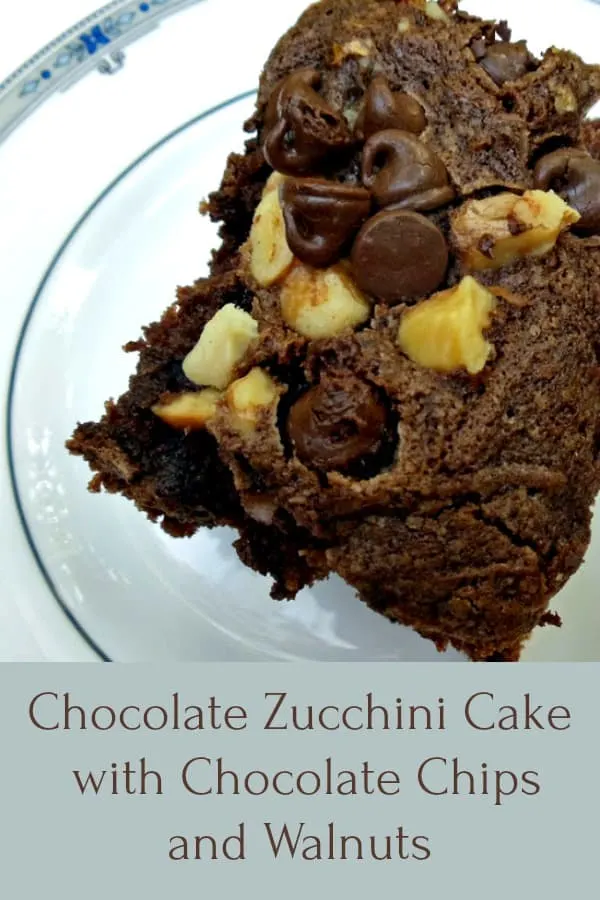 Chocolate Zucchini Cake Recipe with Chocolate Chips and Walnuts #easy #moist #zucchini #chocolatezucchinicake #chocolatechips #summerrecipe