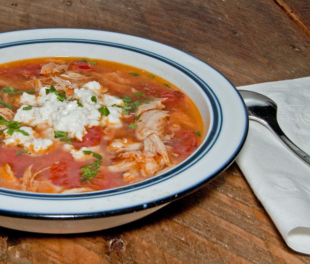 Smoky Slow Cooker Chicken Tortilla Soup #chicken #tortillasoup #soup #slowcooker #comfortfood