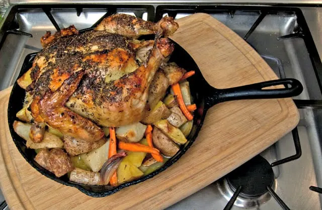 Best Roast Chicken in a Cast Iron Skillet has many innovative ideas, that take a simple Roast Chicken from Good, to GREAT. #chicken #roastchicken #oven #castiron