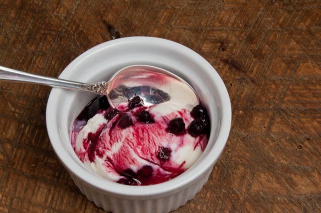 Lemon Blueberry Frozen Yogurt is light, yet creamy, both tart and sweet: the perfect pairings.