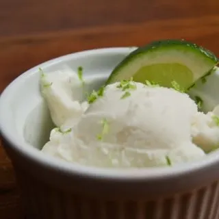 Lime Cardamom Frozen Yogurt with Brandied Cherries: what a delicious dessert!