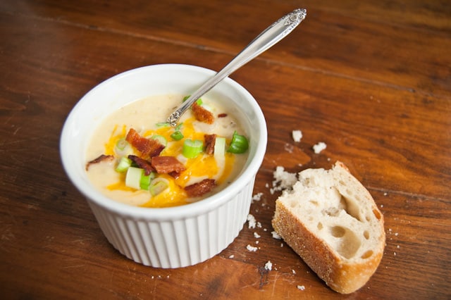 Loaded Baked Potato Leek Soup with Bacon is perhaps the ultimate comfort food! Perfect for those looking for frugal recipes.