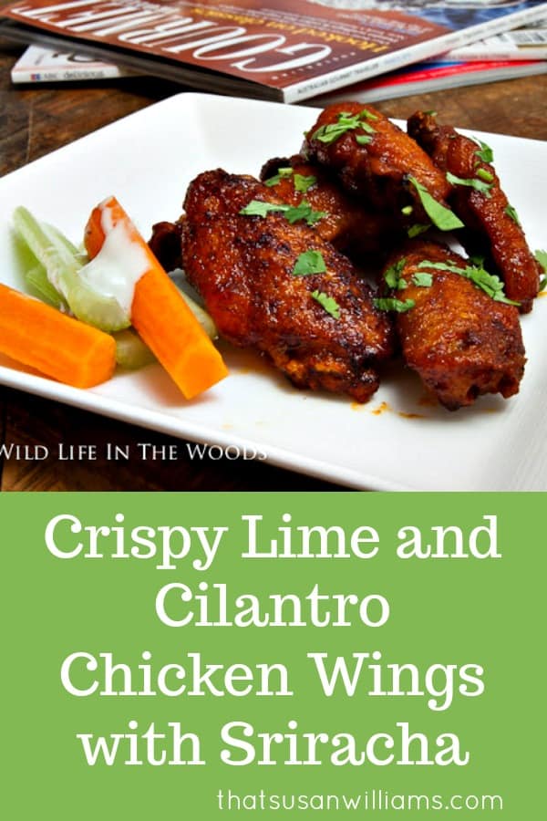 Crispy Lime & Cilantro Chicken Wings with Sriracha Sauce are perfect for the next football game! They're the best wings I've ever had! #wings #tailgating #Superbowl #chickenwings #recipe