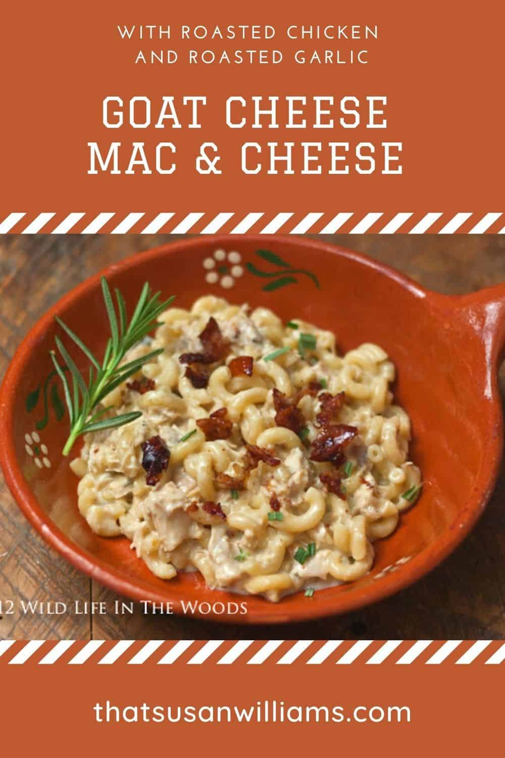 Goat Cheese Macaroni & Cheese with Roasted Chicken and Roasted Garlic is the best mac and cheese I have ever had. And you won't believe the taste of the Chicken Skin Bacon!