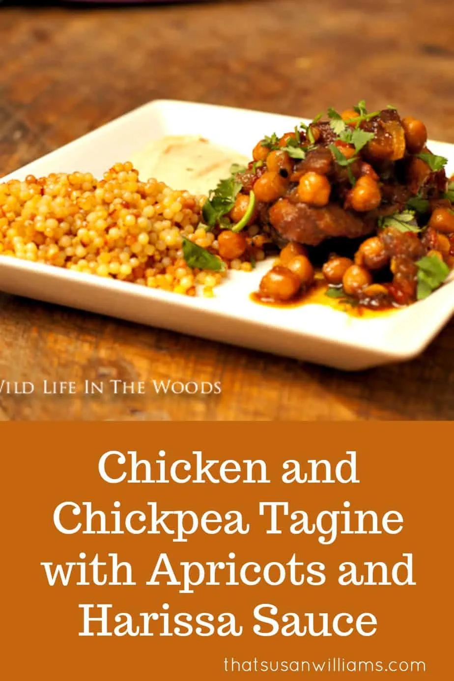 Chicken and Chickpea Tagine with Apricots and Harissa Sauce is so delicious! Go on an adventure in eating to Morocco, for the price of a few spices! #chicken #tagine #Morocco #apricots