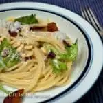 Spaghetti al Vino Bianco is a delicious recipe for pasta, where the pasta makes its own sauce by being finished in white wine.