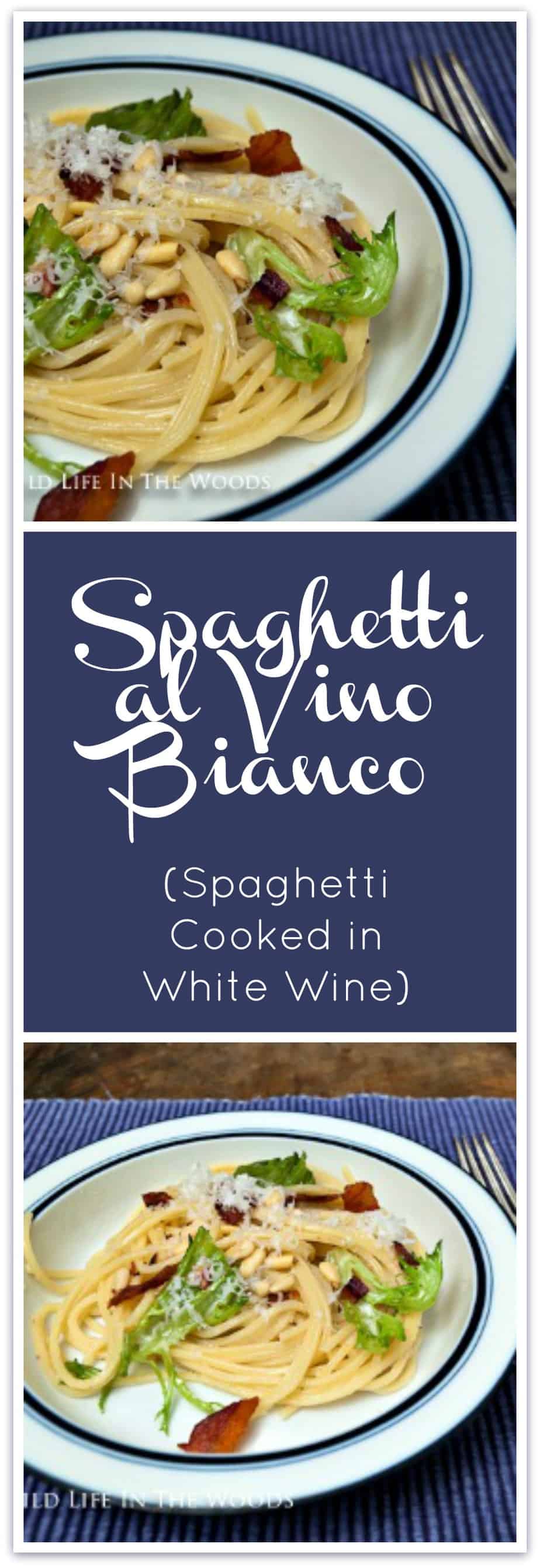 Spaghetti al Vino Bianco is a delicious recipe for pasta, where the pasta makes its own sauce by being finished in white wine.