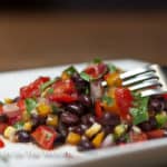 Aztec Salad is the perfect side dish for grilling out, or a light, tasty, healthy vegetarian lunch. A veggie salad with plenty of protein.