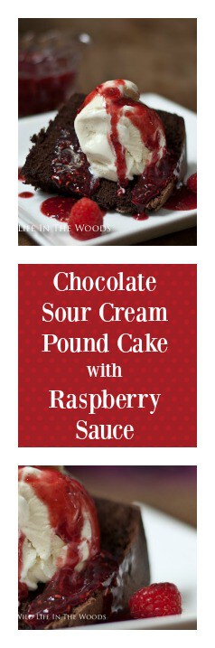 Chocolate Sour Cream Pound Cake with Raspberry Sauce