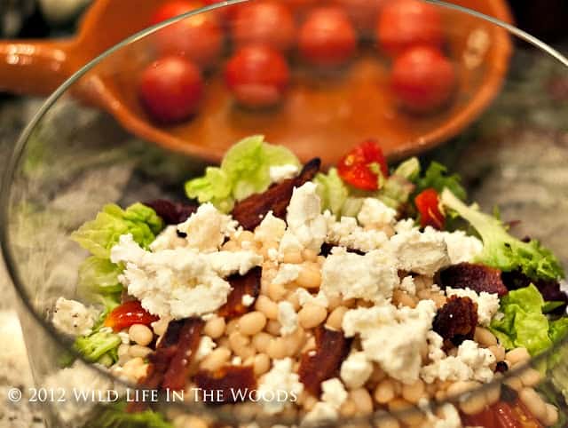 Salad with Navy Beans, Goat Cheese, and Warm Bacon Vinaigrette
