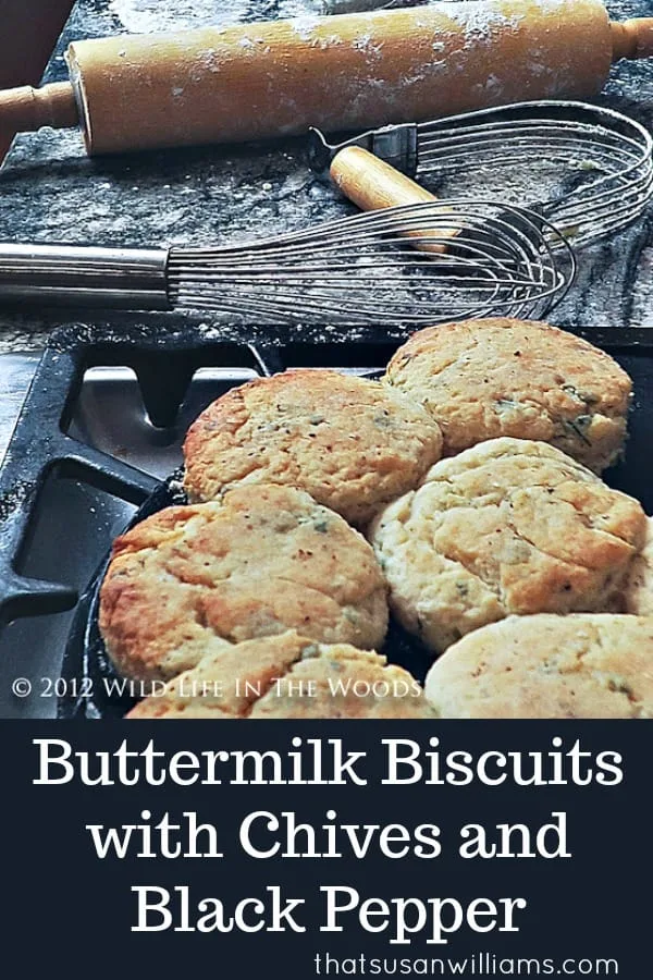 Buttermilk Biscuits with Chives and Black Pepper take a humble pot of soup, and turn it into a special meal. #biscuits #buttermilk #easy #homemade #fromscratch