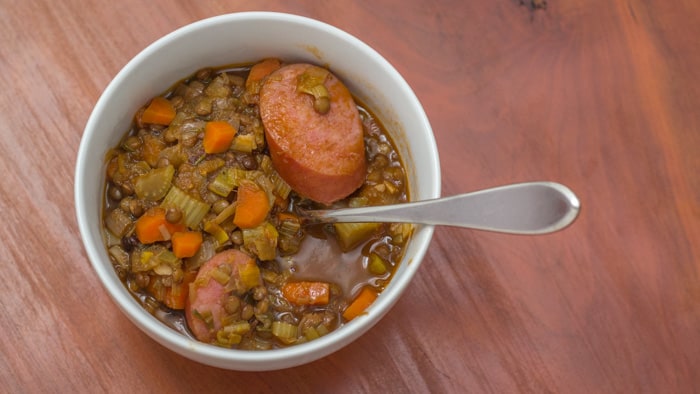 Lentil Soup with Kielbasa is the perfect comfort food for a chilly fall or winter evening.