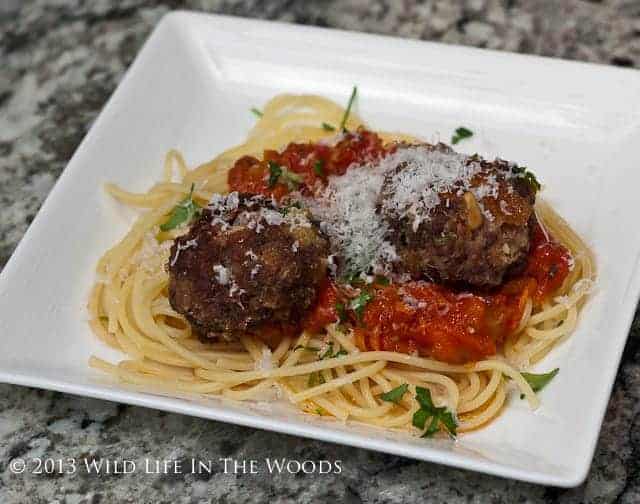 The best Spaghetti and Meatball recipe ever, where the meat in the meatball, is venison.