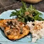 Grilled Trout Recipe with Browned Butter, Caper and Pine Nut Sauce #fish #grilledfish #trout #steelheadtrout #brownedbutter #capers
