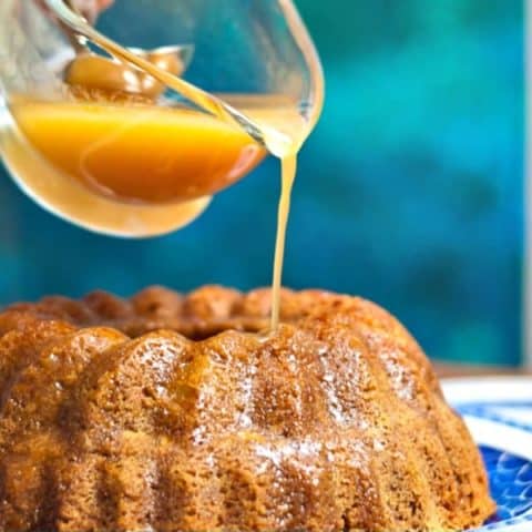 Fresh Apple and Toasted Walnut Cake with Warm Apple Cider and Brandy Sauce-image