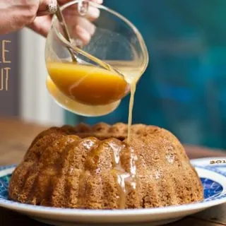 Fresh Apple and Toasted Walnut Cake with Warm Apple Cider and Brandy Sauce #recipe #fall #fallrecipe #falldessert #apple #applecake