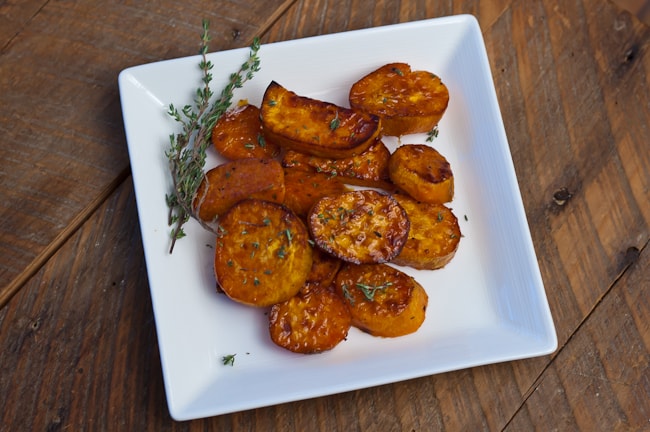 Roasted Sweet Potatoes, Glazed with Maple and Thyme