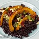 Permalink to: Roasted Acorn Squash with Jalapeño-Lime Vinaigrette and Black Rice Roasted Acorn Squash on Black Rice with Chile-Lime Vinaigrette