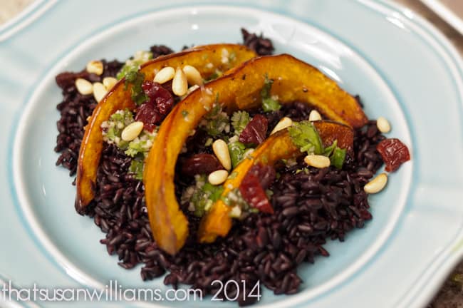 Roasted Acorn Squash on Black Rice with Chile-Lime Vinaigrette