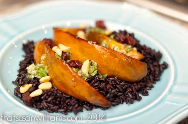Roasted Acorn Squash with Chile Lime Vinaigrette Black Rice and Acorn Squash