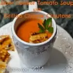 Easy Creamy Homemade Slow Cooker Tomato Soup with Grilled Cheese Croutons