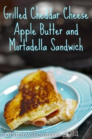 Grilled Cheddar Cheese, Apple Butter and Mortadella Sandwich