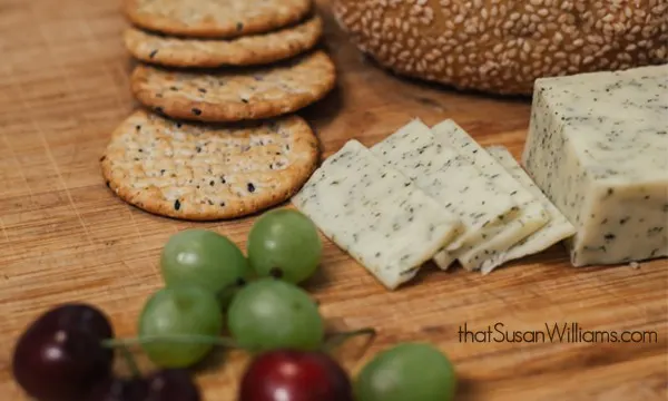 Cabot Garlic & Herb Cheese, with fresh cherries, grapes & crackers