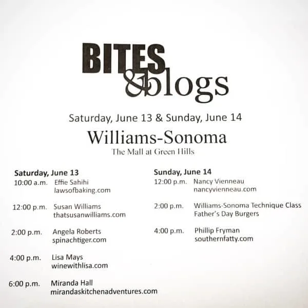 Bites & Blogs at Williams-Sonoma