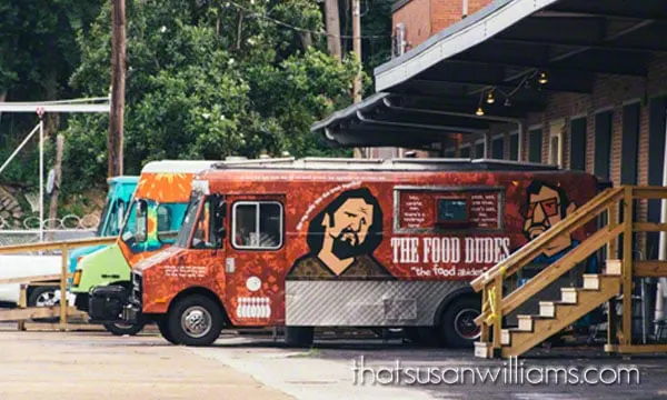 Food Trucks parked outside The Cook's Kitchen