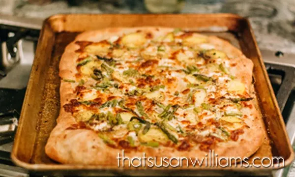 Asparagus, Potato, & Goat Cheese Pizza: