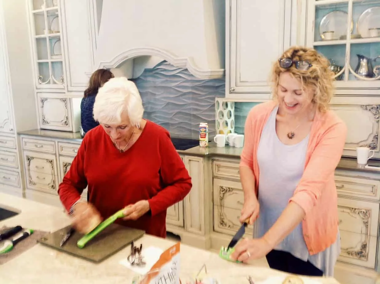 My friend on the right is sharpening the knife using the Edge Grip 2 Stage Knife Sharpener