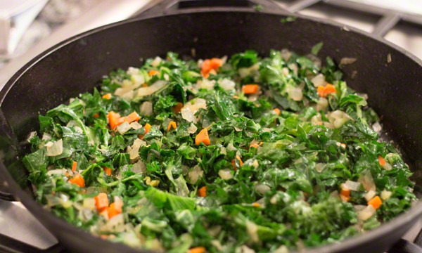 Kale, Bacon and Cannellini Bean Skillet Pot Pie is delicious, nutritious comfort food for a chilly evening.