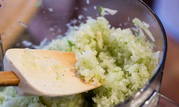 Onions, celery, fennel, and garlic pulsed to a coarse paste for Osso Buco.