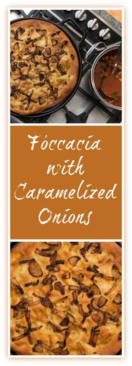 Foccacia with Caramelized Onions is the perfect accompaniment to a warm bowl of soup!