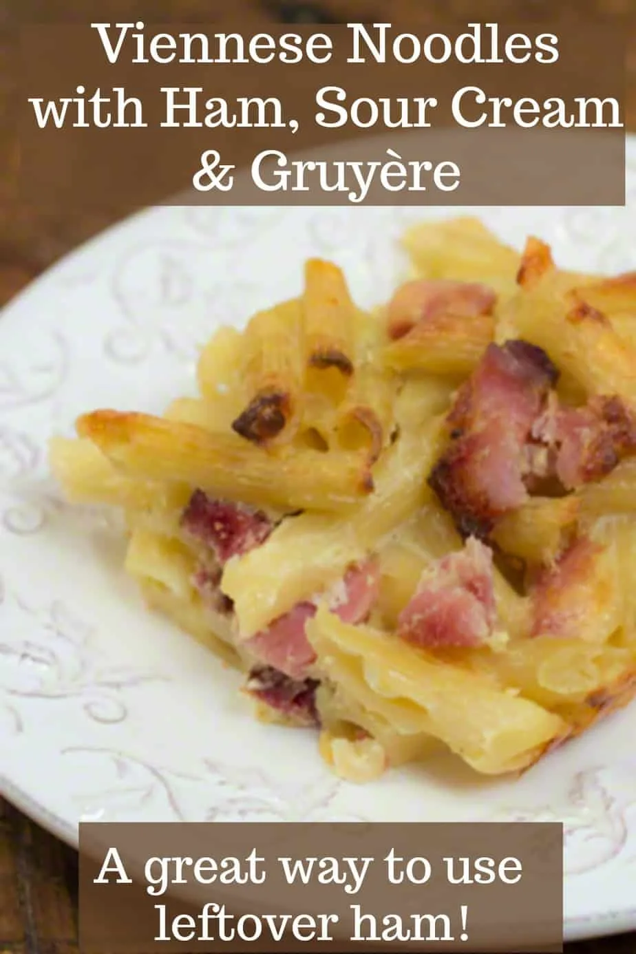 Viennese Noodles with Ham, Sour Cream, & Alpine Cheddar is an easy, delicious recipe for using up leftover ham in a frugal weeknight meal. #leftoverham #weeknightmeal #ham #pasta