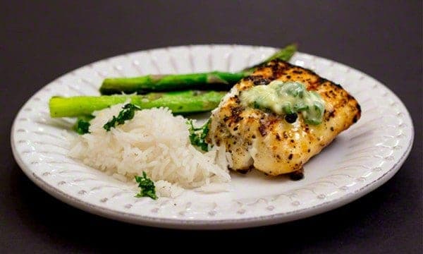 Grilled Halibut with Cilantro-Lime Butter