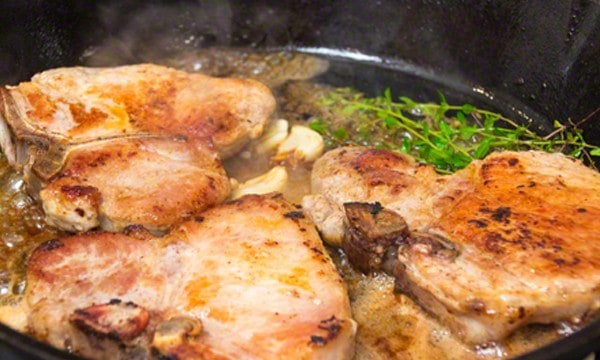 Pan Roasted Pork Chops with Garlic, Thyme & Browned Butter