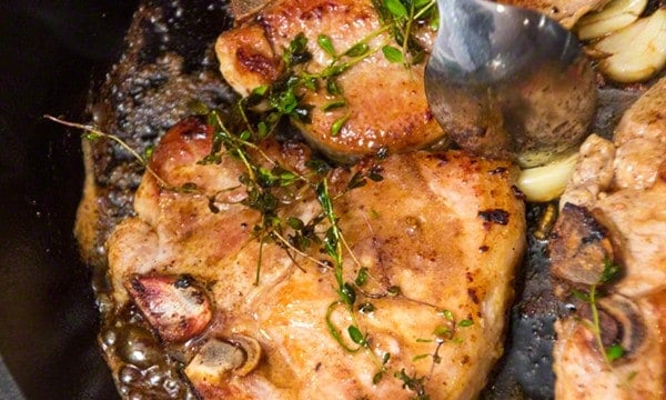 Pan Roasted Pork Chops with Garlic, Thyme & Browned Butter