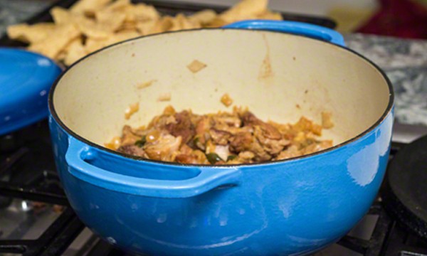 Mexican Carnitas Tacos Recipe with Fresh Tomato Salsa in a Lodge Enameled Cast Iron Dutch Oven