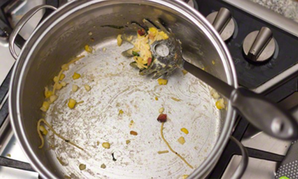 Fresh Corn Carbonara with a Quick Cleanup, using Scotch-Brite® Scrubbing Dish Cloth