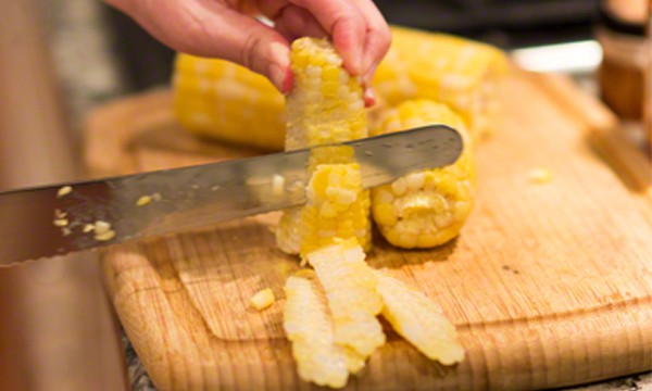 Fresh Corn Carbonara with a Quick Cleanup, using Scotch-Brite® Scrubbing Dish Cloth