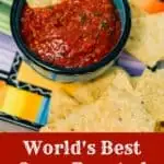 World's Best Oven Roasted Salsa, homemade, and made with fresh tomatoes, is easy and delicious. Roasting them brings an AMAZING depth of flavor. This salsa will make you famous!!! #freshtomatoes #homemade #ovenroasted