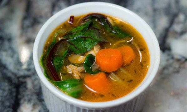 Cold/Flu Season calls for Flu-Fighter Soup: Chicken Soup with Greens and Garlic.