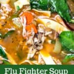 Cold/Flu Season calls for Flu-Fighter Soup: Chicken Soup with Greens and Garlic.#flufighter #immunesystemboosting #forcolds #easy #recipe #stovetop #homemade