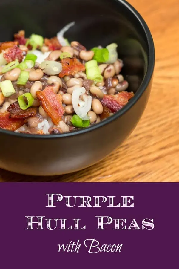 Purple Hull Peas with Bacon and Rice #recipe #southernstyle #bacon #fresh #blackeyedpeas #ladypeas