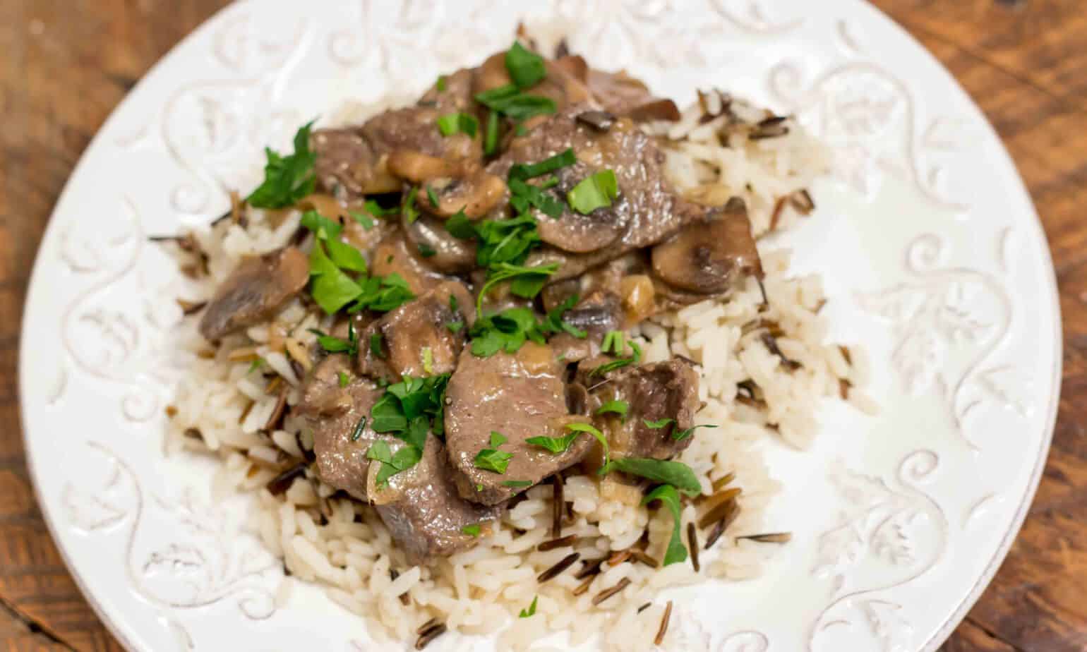 Venison Stroganoff on White and Wild Rice is a recipe that will convince you that venison is the perfect protein for a gourmet meal!